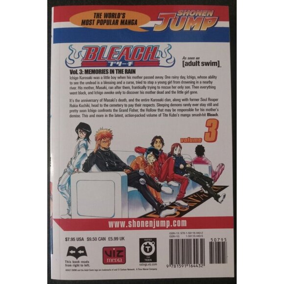 Bleach Vol 3 by Tite Kubo – English Shonen Jump Manga PB VG+ - Picture 2 of 2